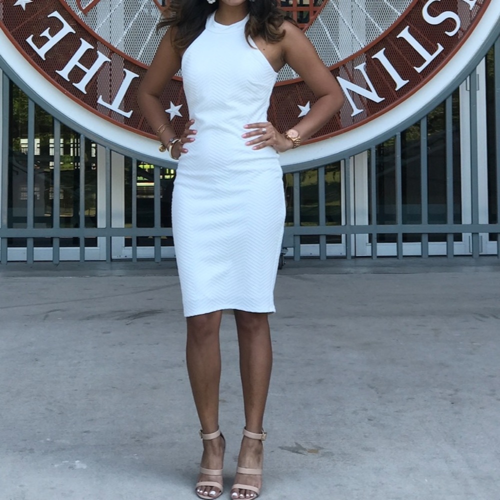 Bodycon Midi Dress in Cream